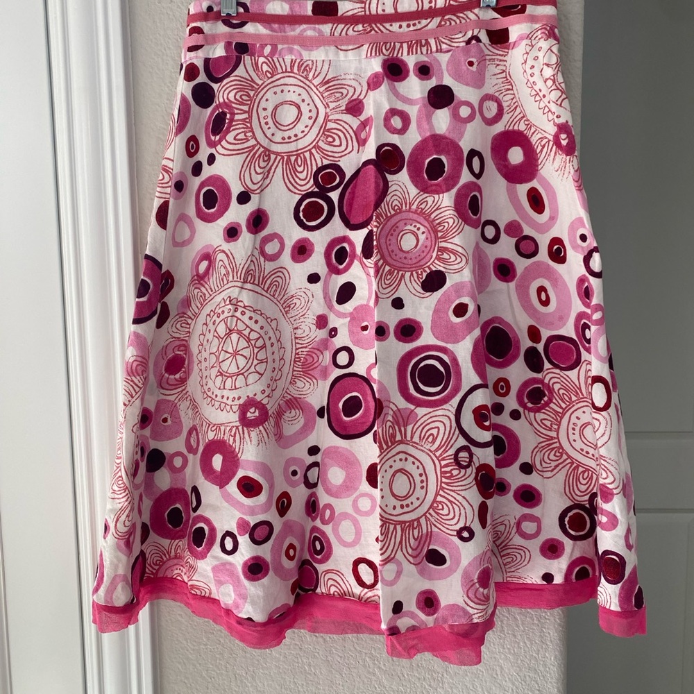 Amorose M Pink White Linen Skirt